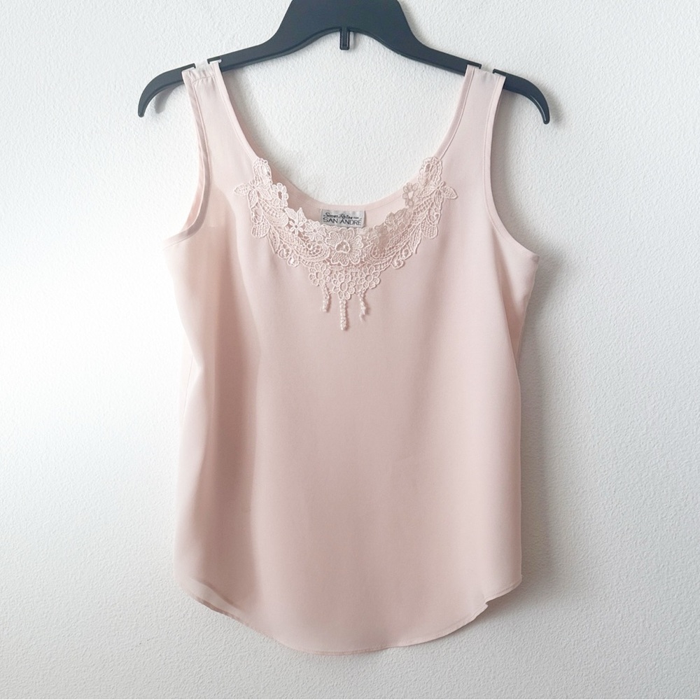 Elegant Pink Lace Trim Tank Top